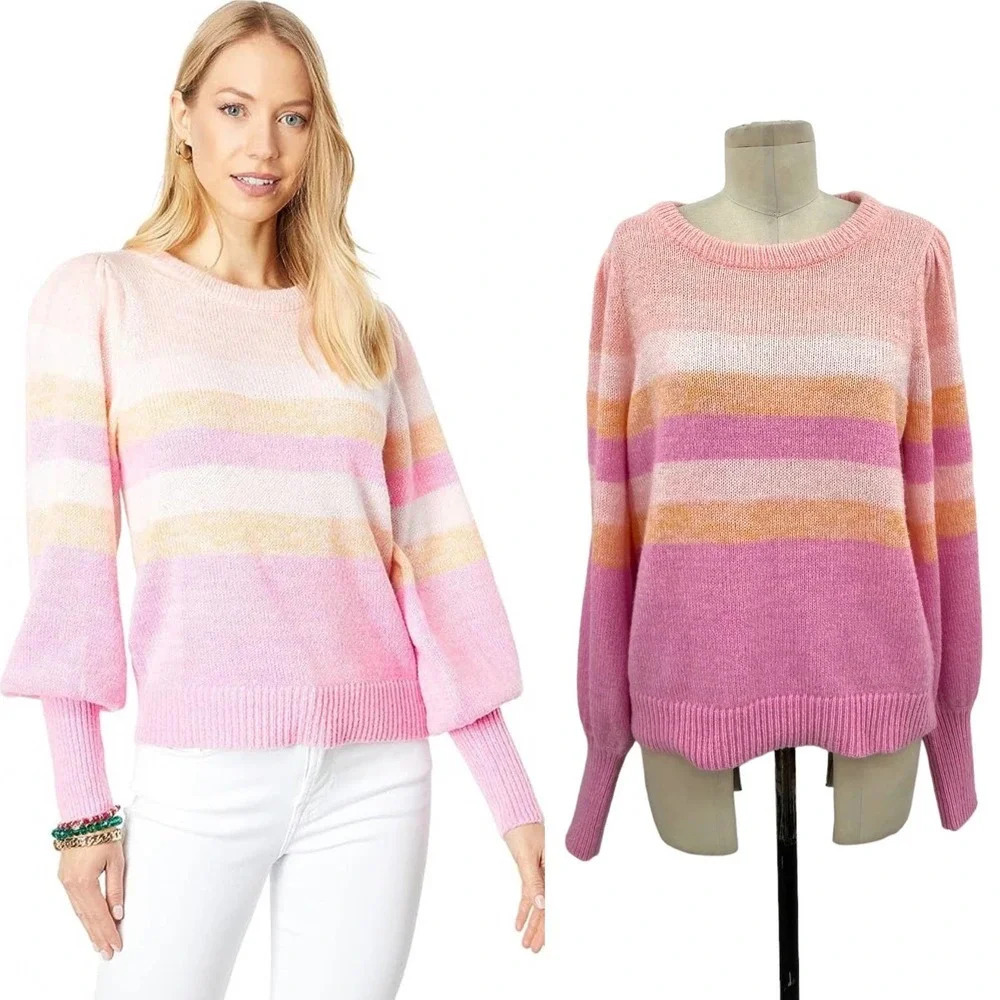 Lilly Pulitzer Ritza Striped Sweater In Lilac Pink Stripe Size Large